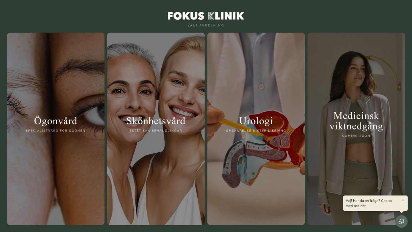 Fokus Klinik – webbplats byggd av Noory Solution