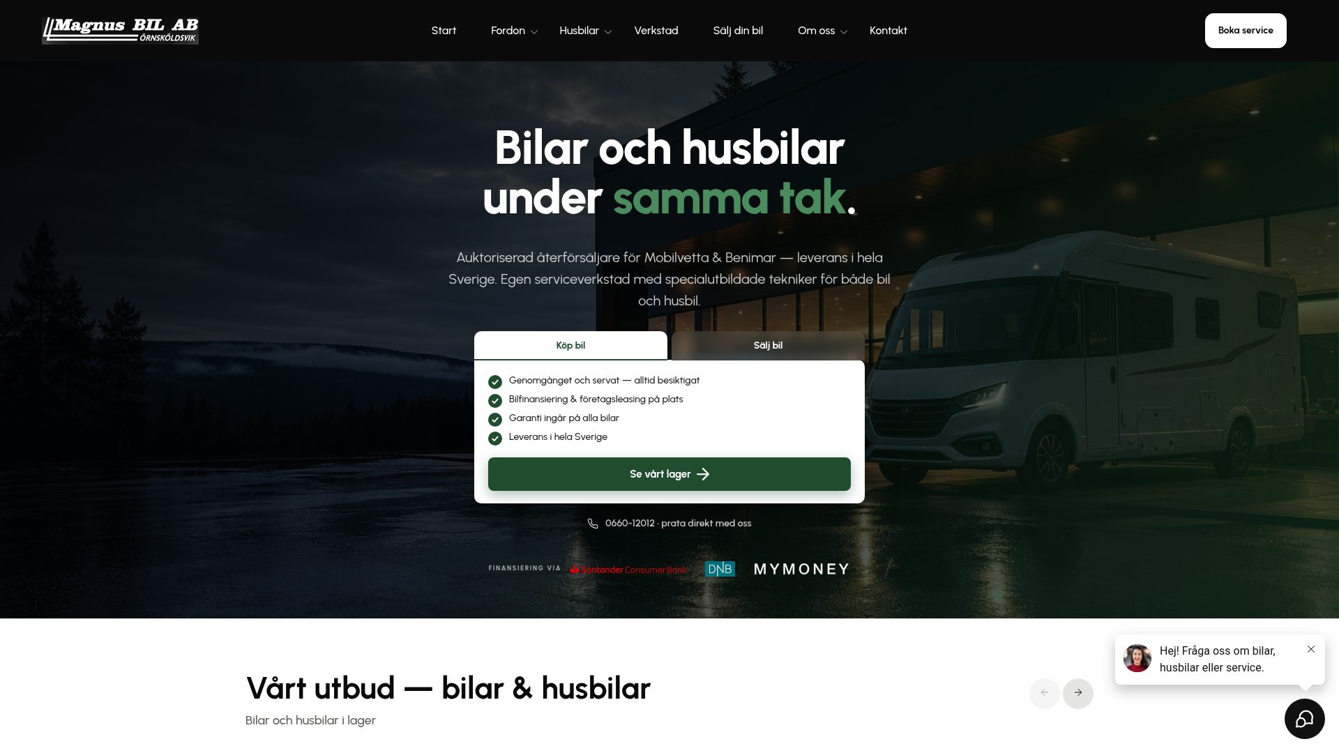Magnus Bil – webbplats byggd av Noory Solution
